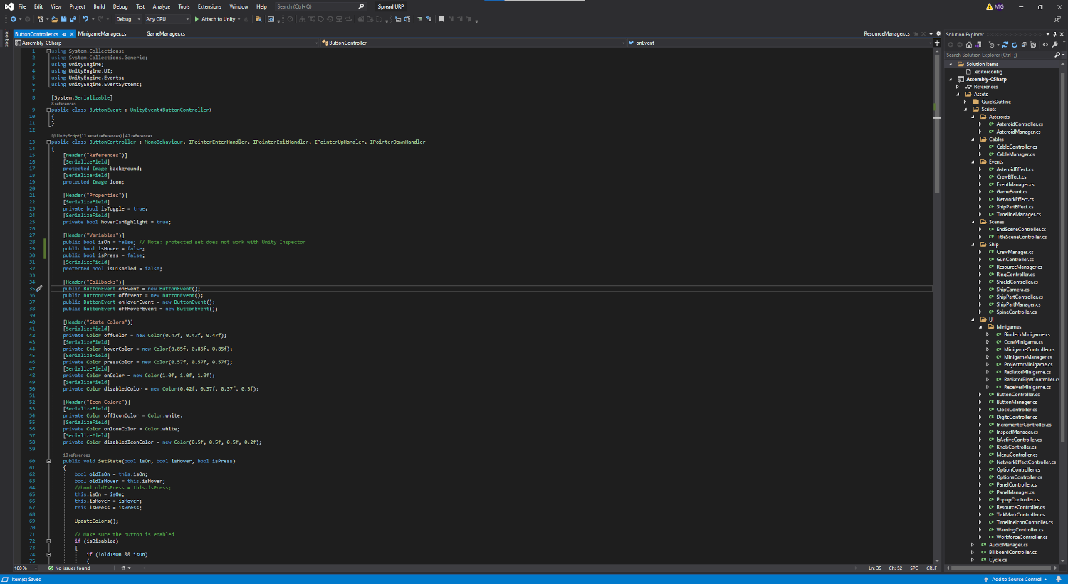 Frontier C-sharp project structure open in Visual Studio